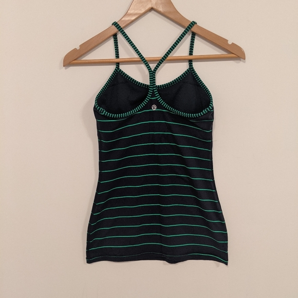 Lululemon Power Y Tank Luon Light Slalom Stripe Inkwell/Hyper Stripe Green 4 - Picture 16 of 16